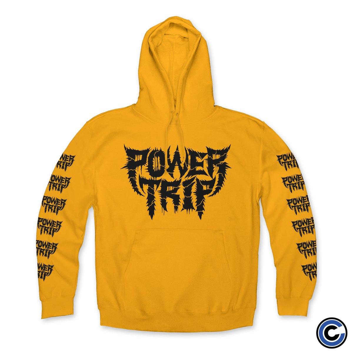 Power Trip Spikey Logo Sleeves Gold Hoodie Medium