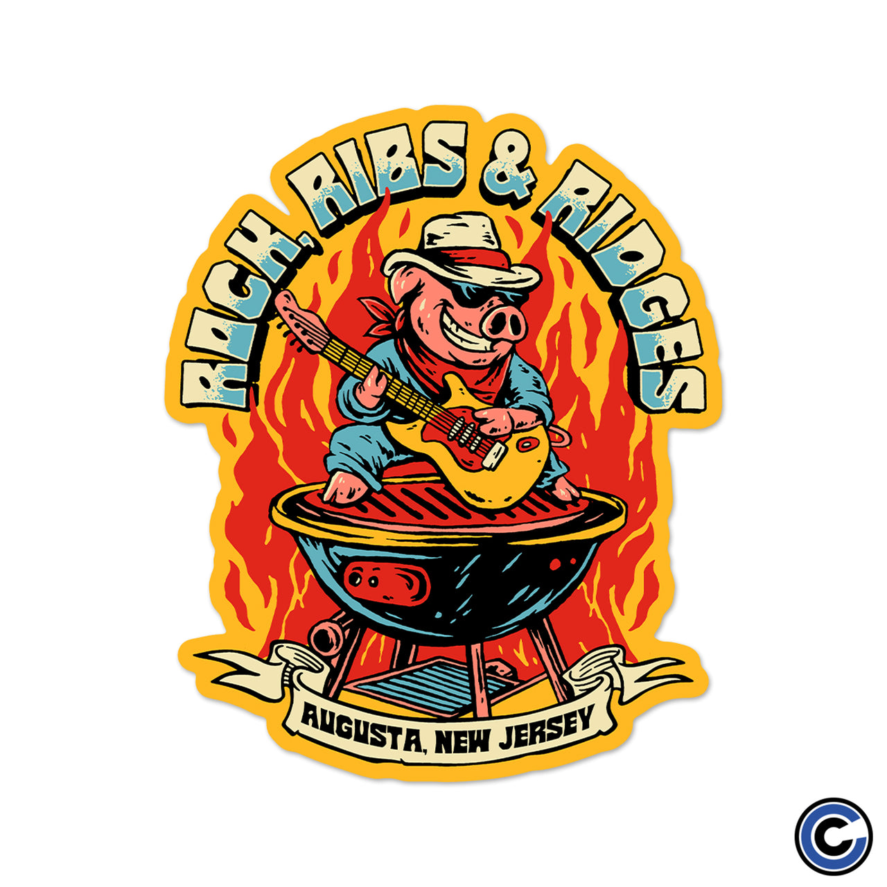 Rock, Ribs and Ridges Festival "Pig On Grill" Sticker