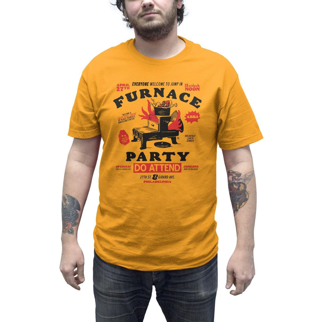 Buy – Cracked Bell "Furnace Party" Gold Shirt – Band & Music Merch – Cold Cuts Merch