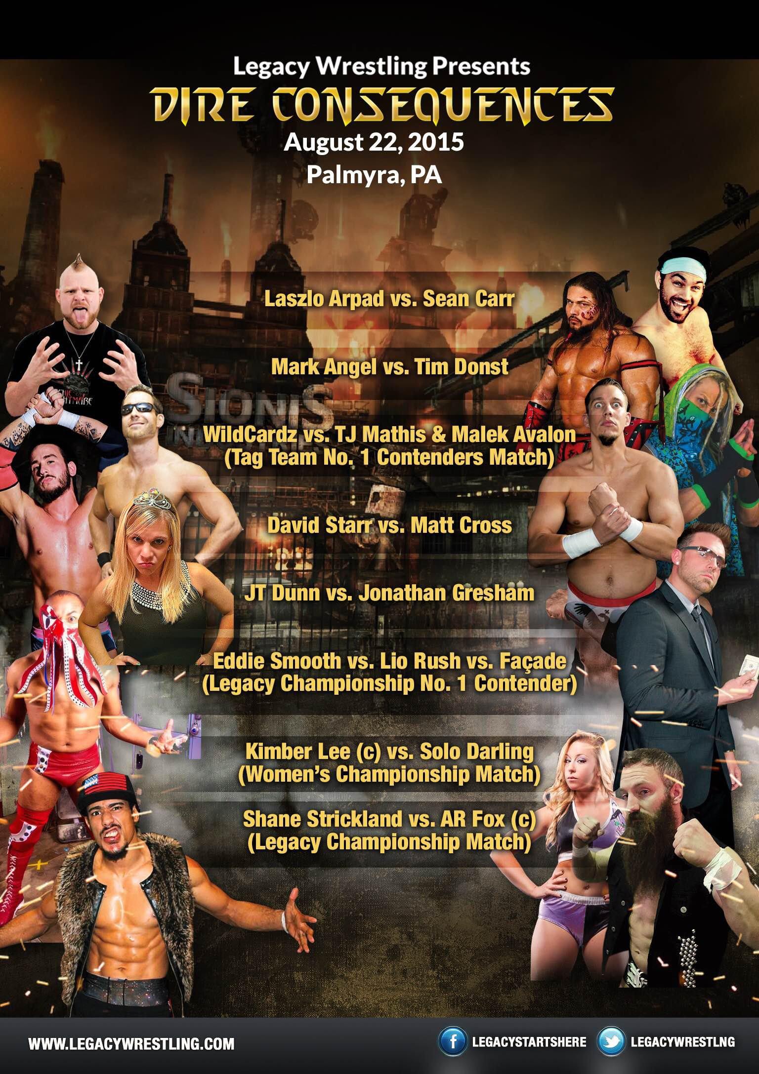 Buy Now – Legacy Wrestling "Dire Consequences" DVD (08/22/2015) – Wrestler & Wrestling Merch – Bottom Line