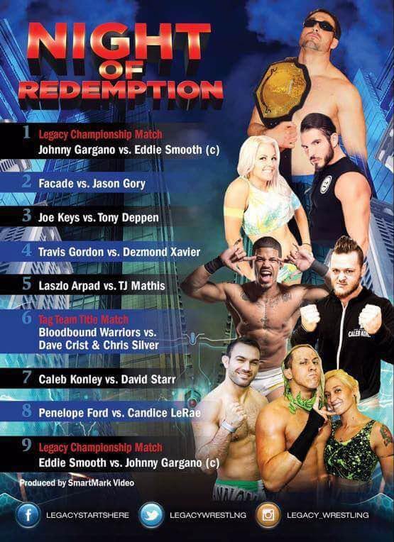 Buy Now – Legacy Wrestling "Night of Redemption" DVD (04/30/2016) – Wrestler & Wrestling Merch – Bottom Line