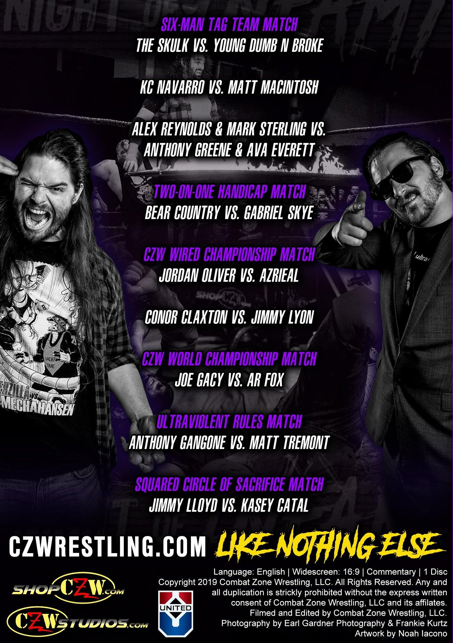Buy Now – CZW "Night of Infamy 2019" 11/30/2019 DVD – Wrestler & Wrestling Merch – Bottom Line