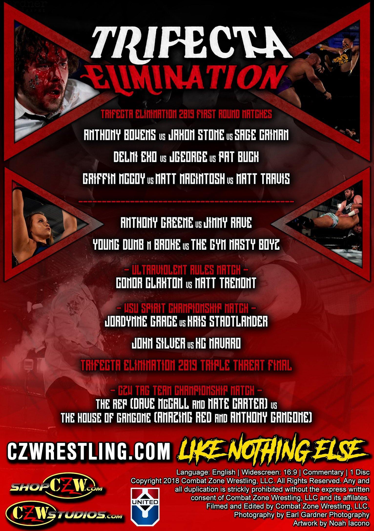 Buy Now – CZW "Trifecta Elimination" 3/2/2019 DVD – Wrestler & Wrestling Merch – Bottom Line